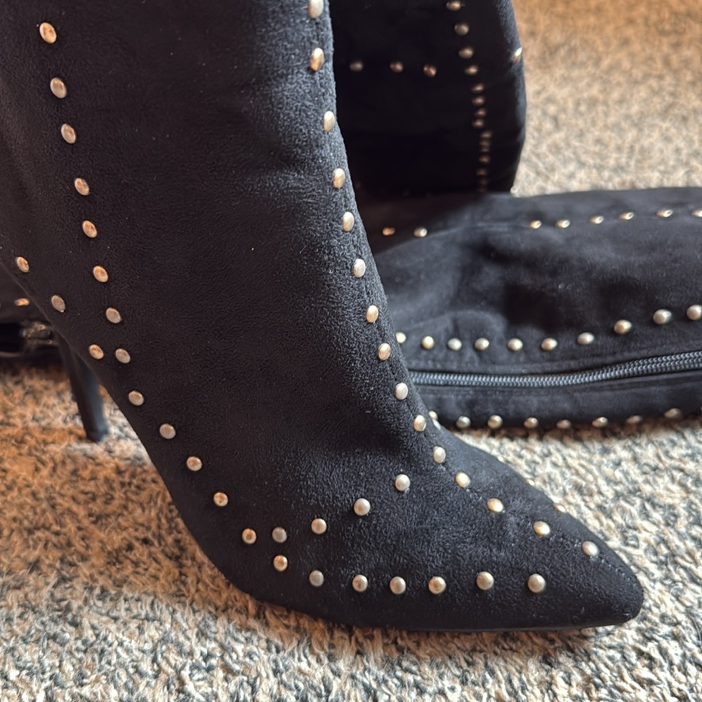 Black Studded Over-the-Knee Boots - Picture 3 of 4